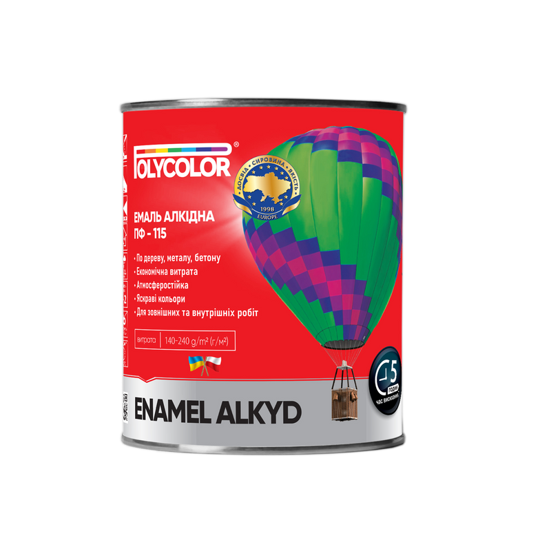 Емаль алкідна POLYCOLOR ПФ-115, глянець жовто-коричневий, 0,9кг